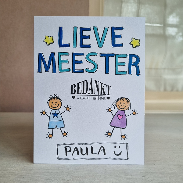 Wenskaart - Lieve meester (zelf in te kleuren!)