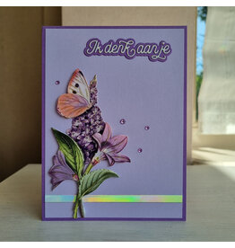 Kaart - Ik denk aan je (bloem en vlinder)