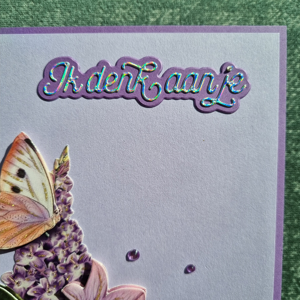 Wenskaart - Ik denk aan je (bloem en vlinder)