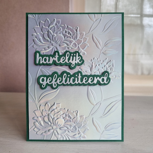 Wenskaart - hartelijk gefeliciteerd (relief bloemen)