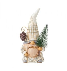 White Woodland Gnome with Sisal Tree