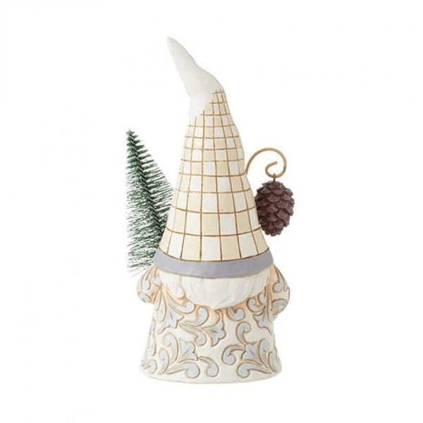 Jim Shore White Woodland Gnome with Sisal Tree
