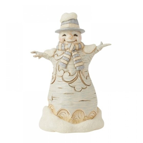 Jim Shore White Woodland Carved Snowman - sneeuwman