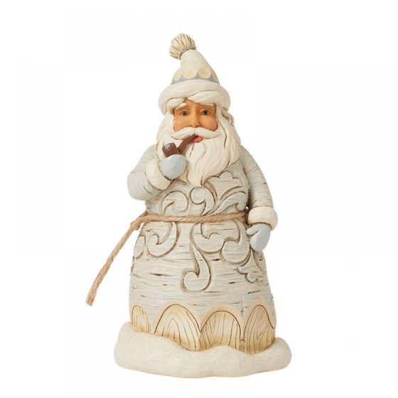 Jim Shore White Woodland Carved Santa - kerstman
