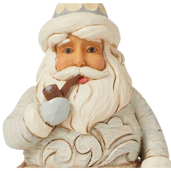 Jim Shore White Woodland Carved Santa - kerstman