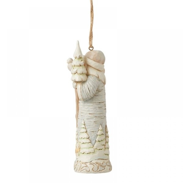 Jim Shore White Woodland Birch Bark Santa Ornament
