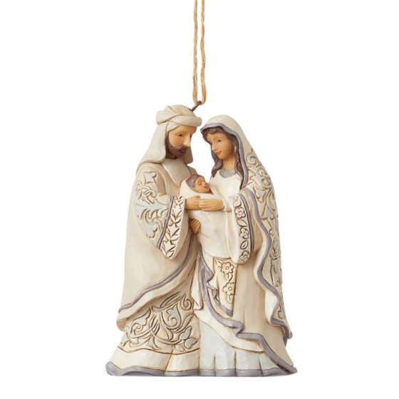 White Woodland Nativity Family ornament