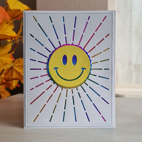 Wenskaart - smiley (stralen)