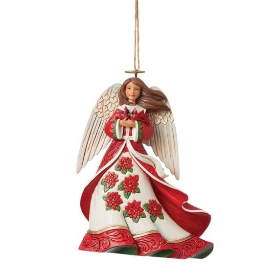 Jim Shore Christmas Angel with Cardinals Hanging Ornament