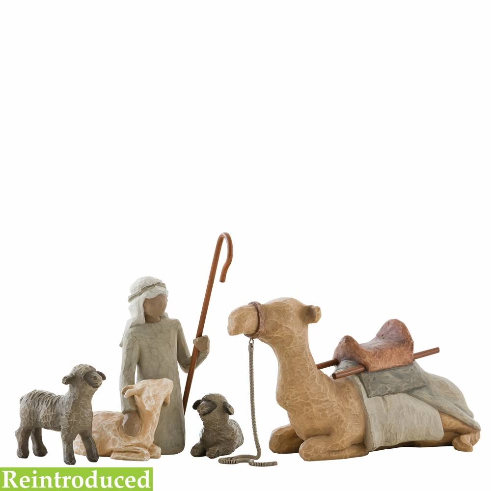 Herder met dieren van de kerststal