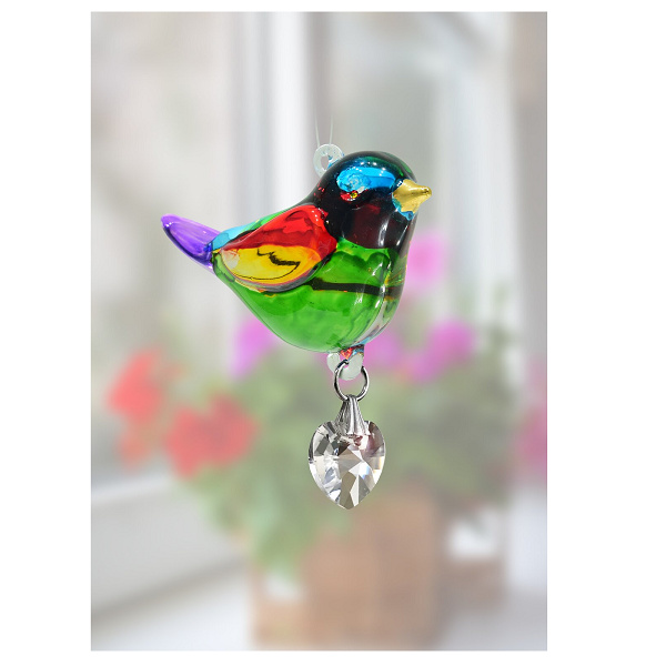 Suncatcher glazen vogel (keuze uit verschillende kleuren)