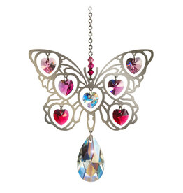 Suncatcher grote vlinder met hartjes