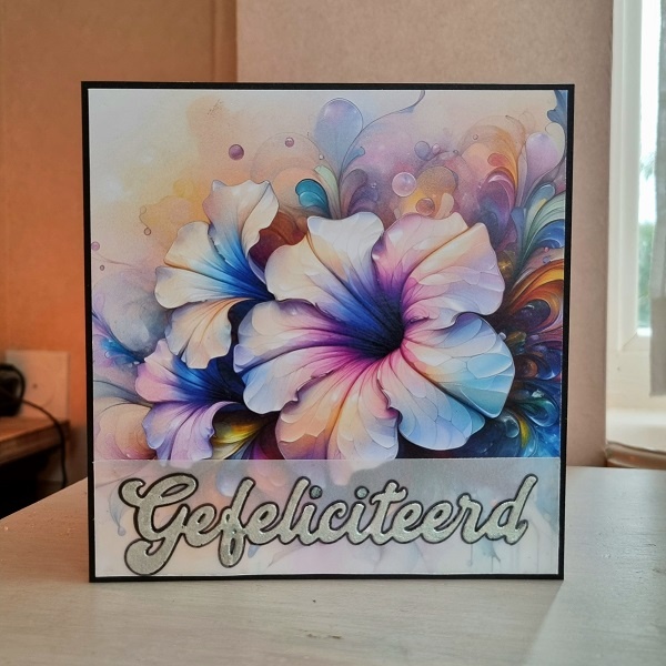 Wenskaart - Gefeliciteerd (grote bloem)