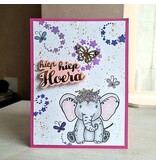 Wenskaart - Hiep hiep hoera (olifant)