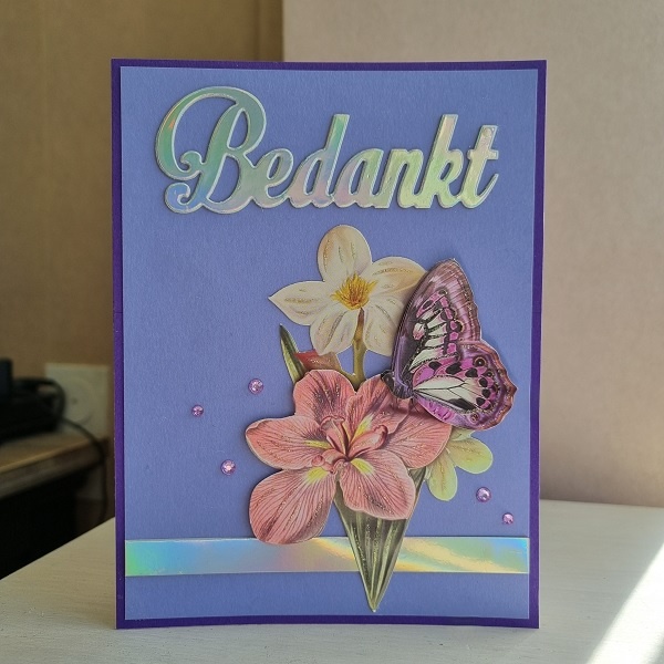 Wenskaart - Bedankt (bloem en vlinder)