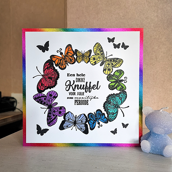 Wenskaart - Een hele dikke knuffel (vlinders)