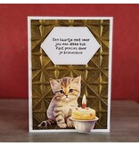Wenskaart -  Kitten met kaarsje (verjaardag)