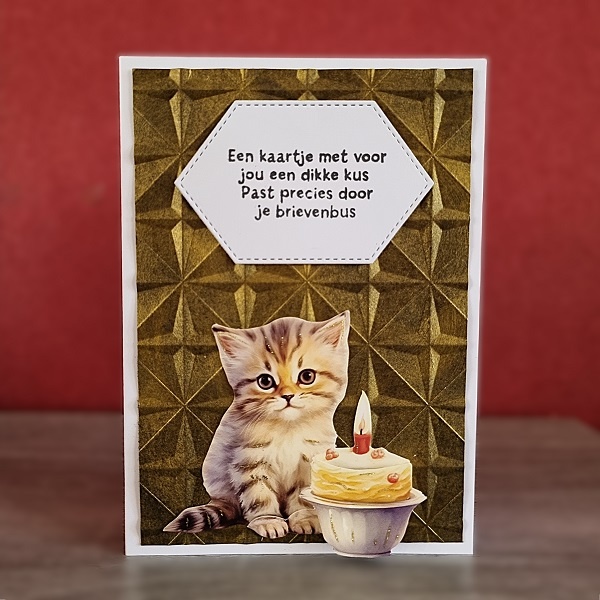 Wenskaart -  Kitten met kaarsje (verjaardag)