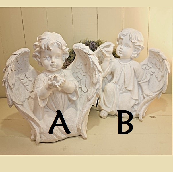 Beeld engel met vogel in de hand (prijs per stuk!)