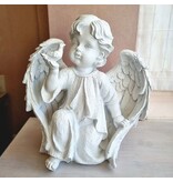 Beeld engel met vogel in de hand (prijs per stuk!)