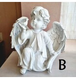Beeld engel met vogel in de hand (prijs per stuk!)