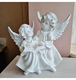 Beeld twee engeltjes met boek