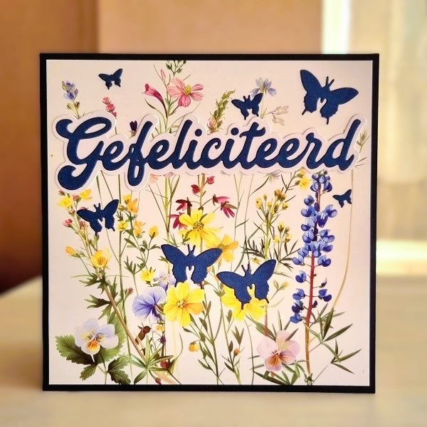 Wenskaart - Gefeliciteerd (bloemenveld)