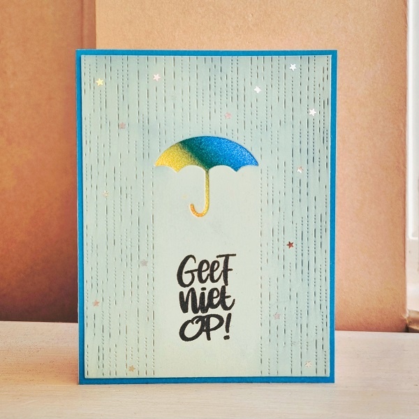 Wenskaart - Geef niet op (paraplu)