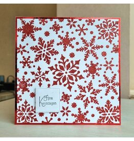 Kerstkaart - Fijne Kerstdagen (rode glittersterren)