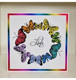 Wenskaart - Regenboog vlinders, veel liefs