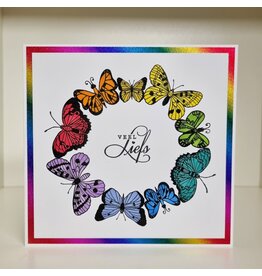 Kaart - Regenboog vlinders, veel liefs