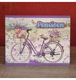 Wenskaart - Pensioen (fiets en bloemen)