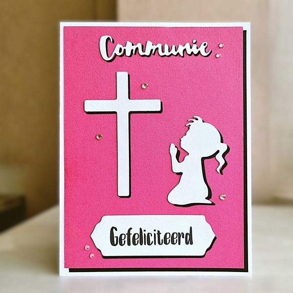 Wenskaart - Communie, gefeliciteerd (meisje)