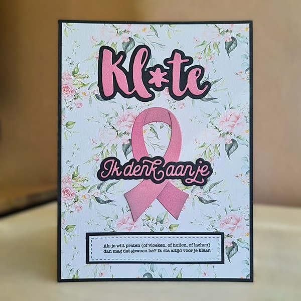 Wenskaart - Klote, ik denk aan je (pink ribbon)