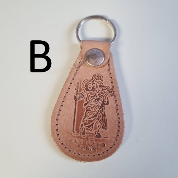 Sleutelhanger Christoffel van leer (gevallen engeltje)