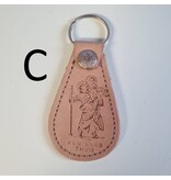 Sleutelhanger Christoffel van leer (gevallen engeltje)