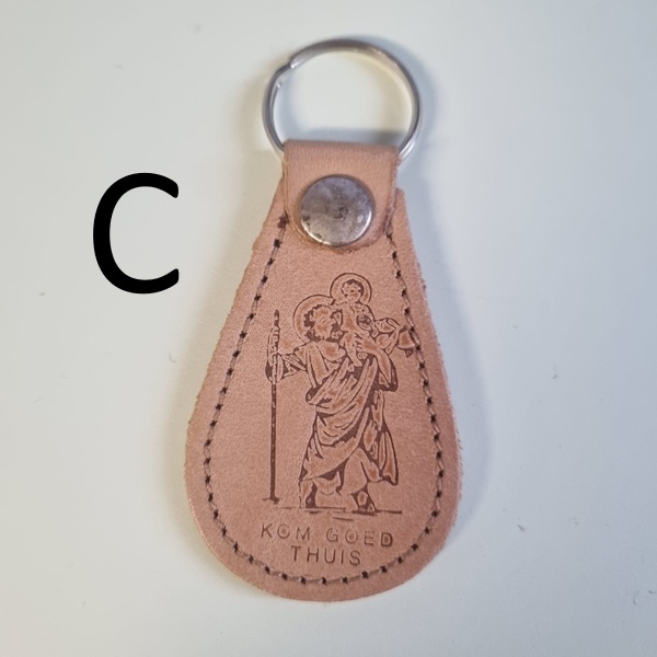 Sleutelhanger Christoffel van leer (gevallen engeltje)