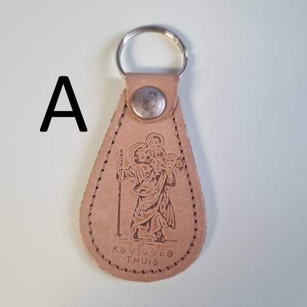Sleutelhanger Christoffel van leer (gevallen engeltje)