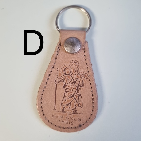 Sleutelhanger Christoffel van leer (gevallen engeltje)