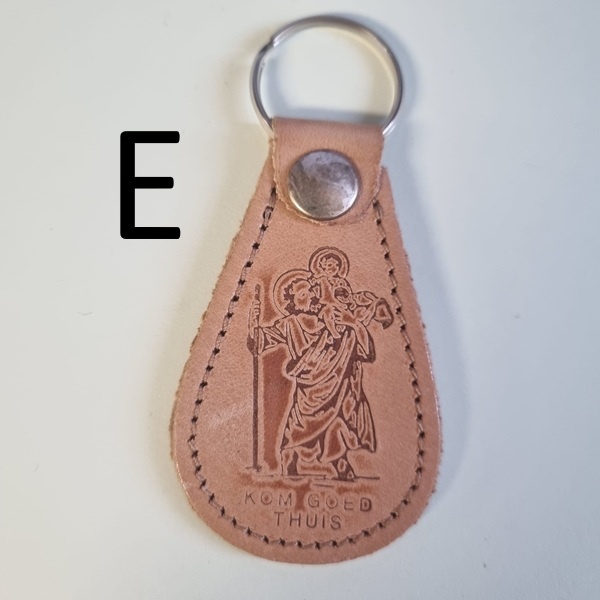 Sleutelhanger Christoffel van leer (gevallen engeltje)
