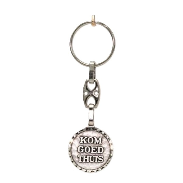 Sleutelhanger Christoffel "Kom goed thuis" met rand