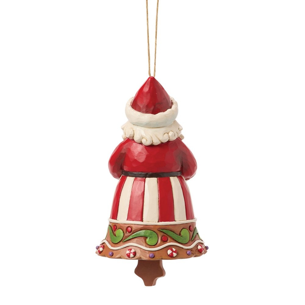 Jim Shore Gingerbread Santa Bell Hanging Ornament - kersthanger