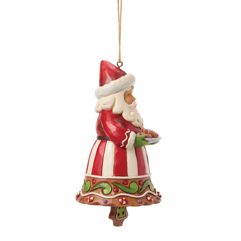 Jim Shore Gingerbread Santa Bell Hanging Ornament - kersthanger