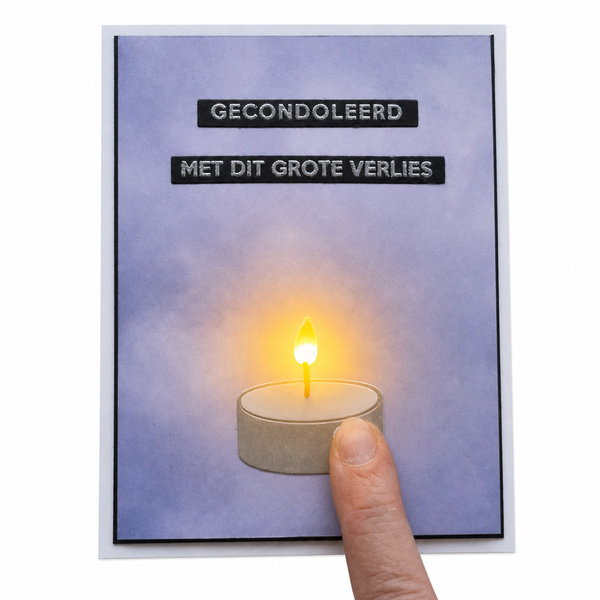 Wenskaart - Gecondoleerd (met echt lichtje)