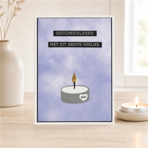 Wenskaart - Gecondoleerd (met echt lichtje)