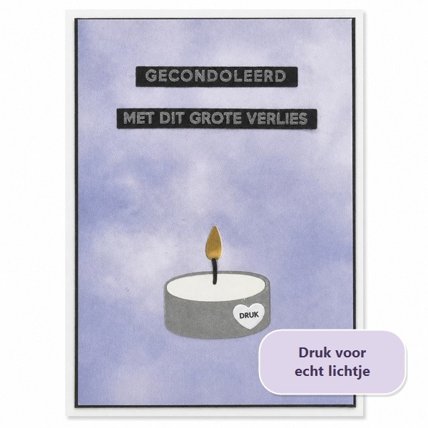 Wenskaart - Gecondoleerd (met echt lichtje)