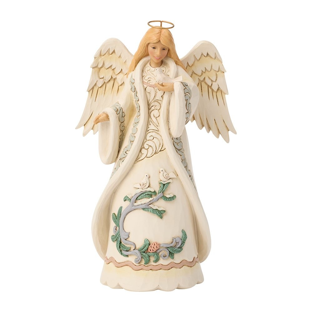 Jim Shore White Woodland Angel with Dove