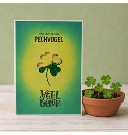Kaart - Pechvogel (schudkaart met klavertjes vier)