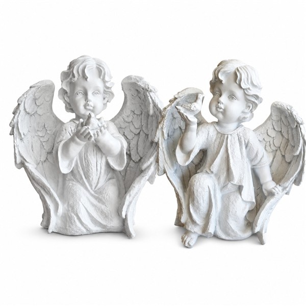 Beeld engel met vogel in de hand (prijs per stuk!)