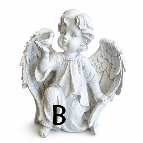 Beeld engel met vogel in de hand (prijs per stuk!)